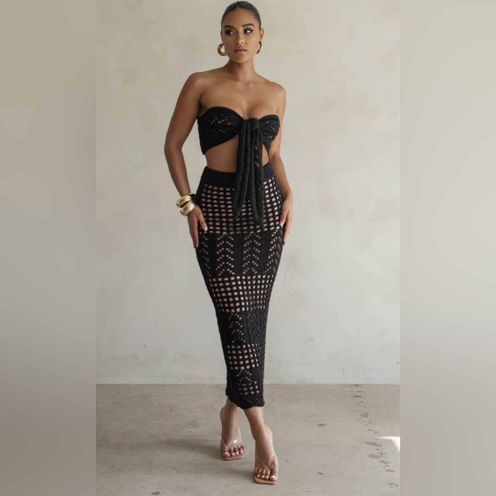 JLUXLABEL    BLACK CARIBBEAN SKIES SKIRT SET